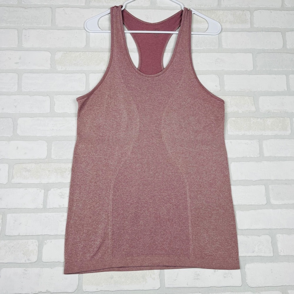 Zyia Active Women Seamless Racerback Tank Top Heathered Rose Pink Performance‎ L
